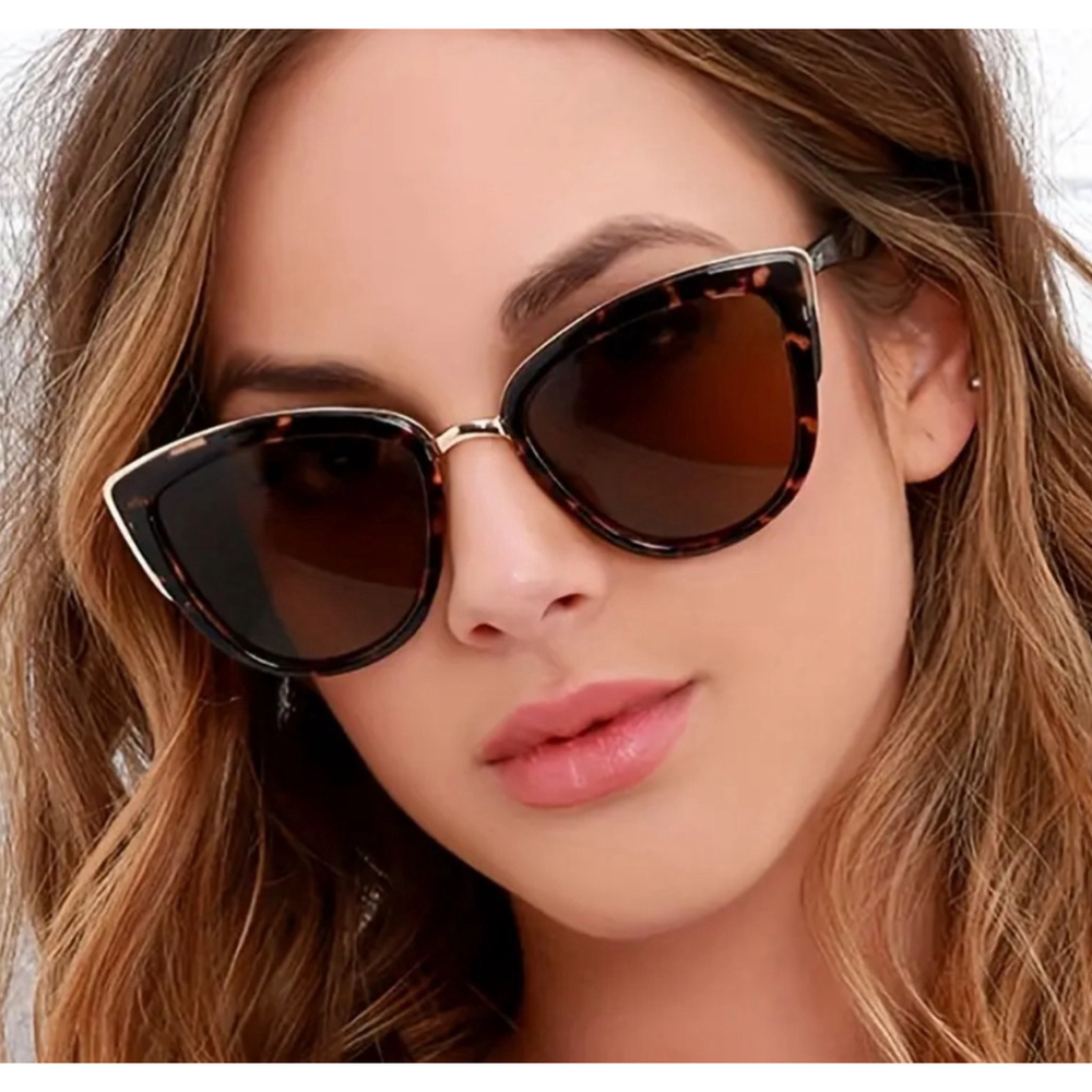 Leopard Print Cat Eye Gradient Sunglasses